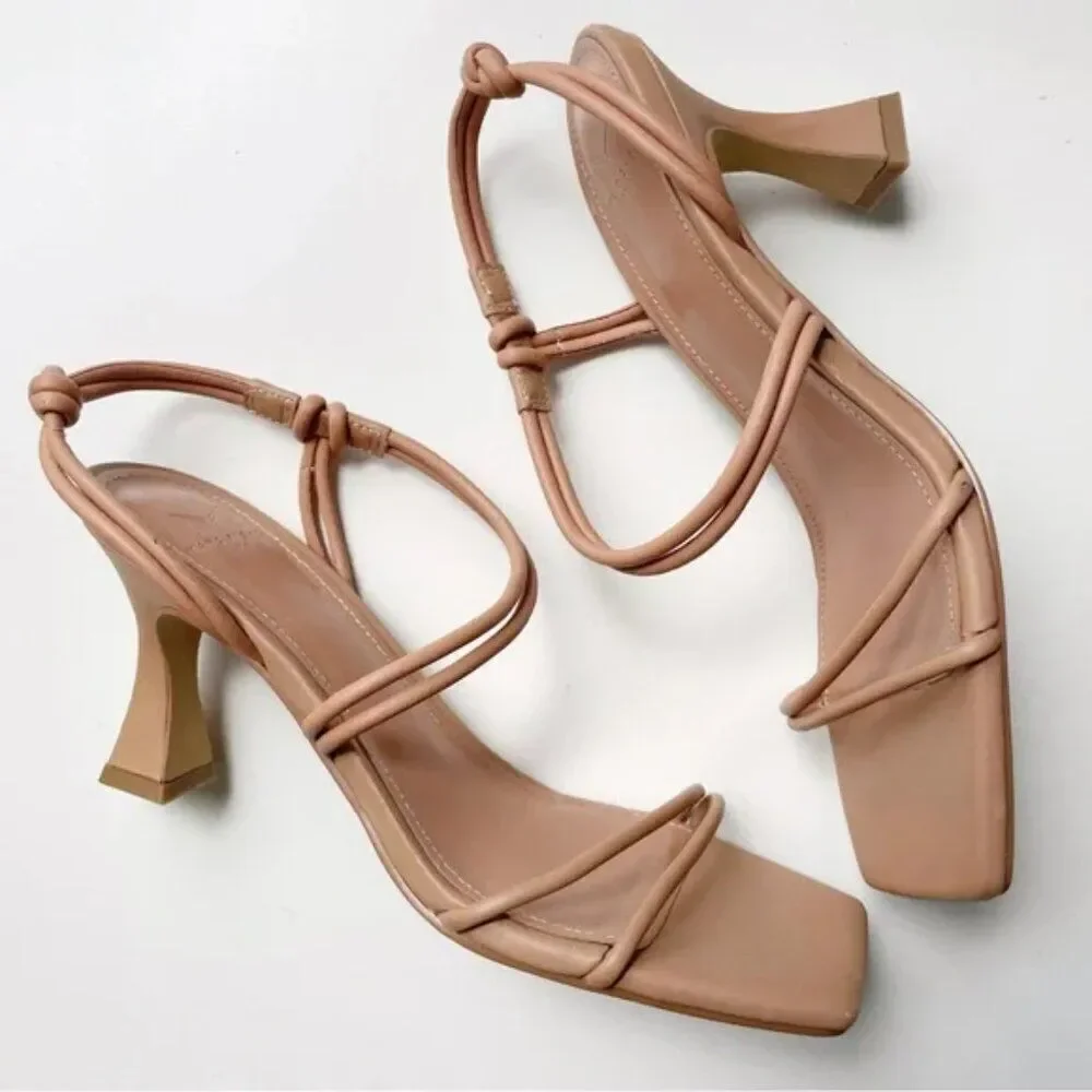 Marc Fisher Davia Strappy Tan Heeled Sandal Sz 6